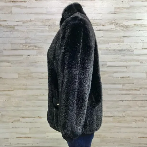 St. John Collection by Marie Gray Faux Fur Jacket Vest Womens Size XS Black - Picture 9 of 16